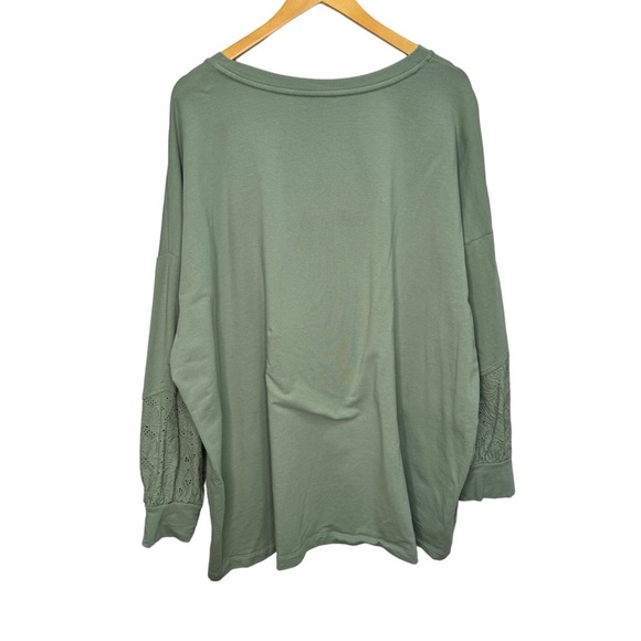 Pennington's Green Crew Neck Sweatshirt Lace Embroidered Sleeves Size 4x Casual - Picture 7 of 9